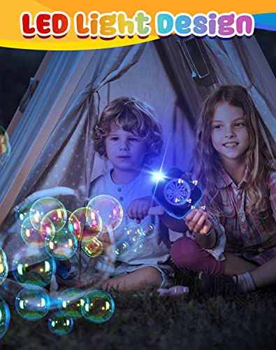 Bubble Machine-Bubble Gun for Kids Bubble Blower with 8-Hole Wands & Led Light & Bubble Solution, Bubble Maker Bubble Blaster for Boys Girls Toy Gift-Birthday,Party,Wedding,Outdoor - Thumbnail 3