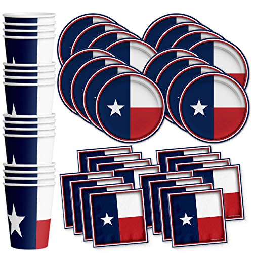 Texas State Flag Birthday Party Supplies Set Plates Napkins Cups Tableware Kit for 16