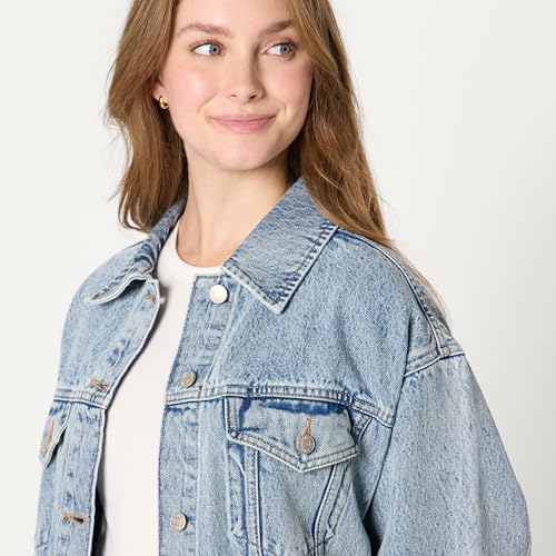 Image of Amazon Essentials Women's Regular-Fit Denim Trucker Jacket