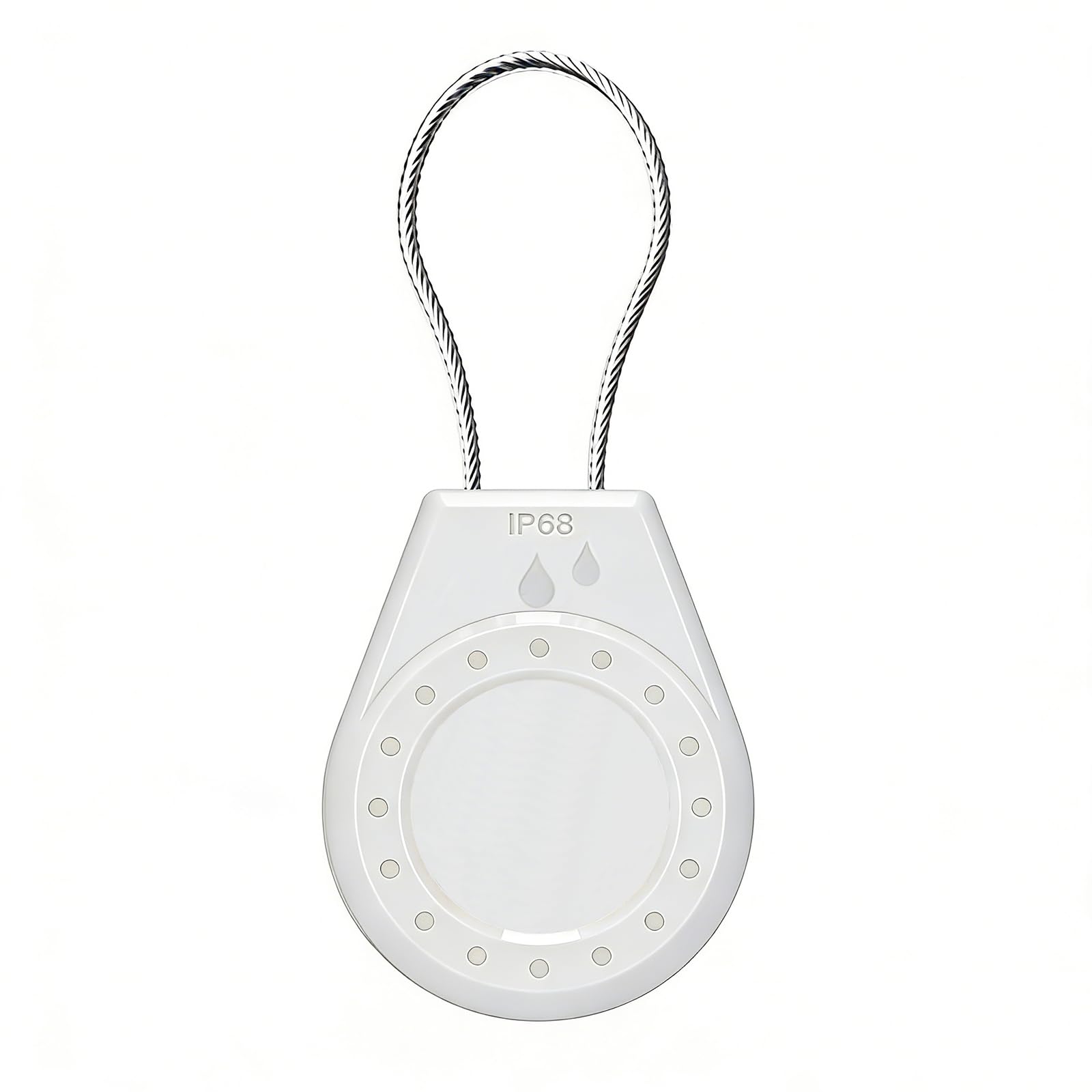 Air Tagholder Keychain Case with Steel Wire Cable &amp; Hex Lock, Waterproof Anti-Lost Shockproof Cover Compatible with Apple Air Tag for Luggage, Backpack, Keys (White)