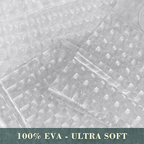 Image of No Hook Shower Curtain or Liner - 8G Heavy Duty Grid Bathroom Shower Curtain No Hooks Required, Waterproof Plastic & PVC Free, Standard Size 71 x 74, Square