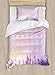Ambesonne Flower Duvet Cover Set, Blurred Lavenders in The Meadows Rural Country Nature Theme Design Print, Decorative 2 Piece Bedding Set with 1 Pillow Sham, Twin Size, Purple Lilac