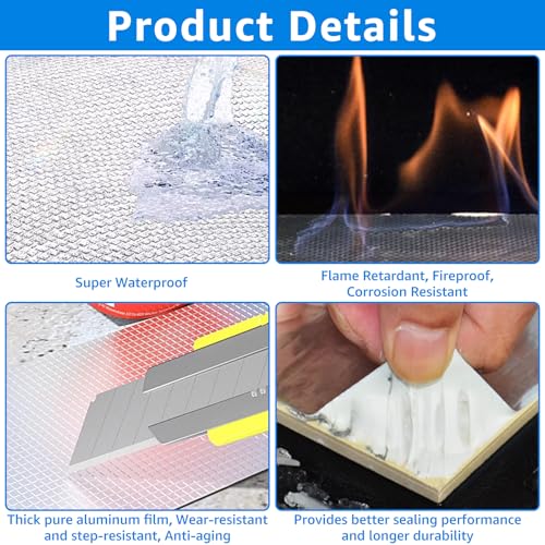 YAYODS 2 Stück Bitumenband Selbstklebend Butyl Dichtband Wasserleitung - 5cm x 10m Silber Bitumen Dichtband - Reparaturband Alufolie Dickes - Starkes Dichtungsband Selbstklebend Wasserdicht