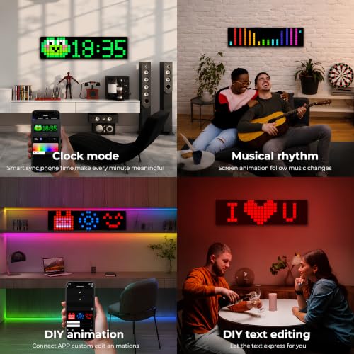 Image of Apex Spliced Pixel Display LED Frame (8x8 Pixel)(4 pcs), Smart LED Pixel Art Display, App Control, DIY Animation, Digital Clock, 16x16 or 32x8 Display, Gaming Room & Desk Decor