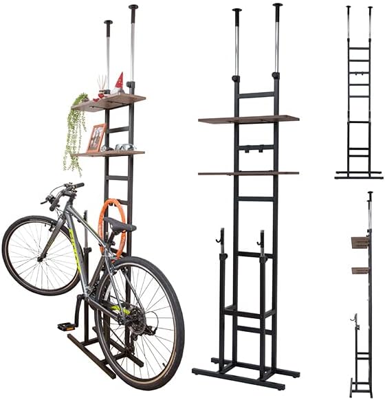 73 以上節約 自転車ラック 突っ張り式 サイクル スタンド バイクスタンド ディスプレイ 室内 おしゃれ シンプル スチール 壁掛け 転倒防止 棚 ブラック 組立品 Sparrow Rs