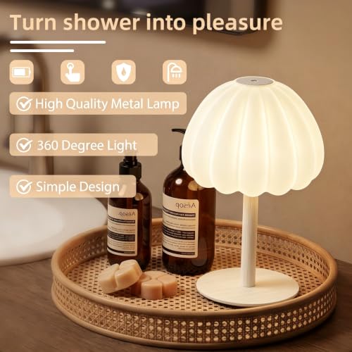 Image of Hifree Rechargeable Waterproof Shower Lamp, IP65 Cordless Touch Dimmable Small Desk Light for Shower, 4500mAh Battery Operated Color Changing Lamp for Bathroom, Restaurant, Bedroom(Original Color)