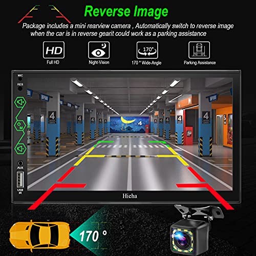 Double Din Car Stereo with Bluetooth Audio- Apple CarPlay & Android Auto, 7" HD Touchscreen Car Multimedia Player with Rearview Camera, AM/FM Radio Receiver, USB/SWC/AUX Input, Mirror Link - Thumbnail 6