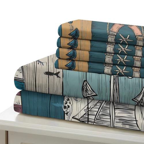 Parure de lit microfibre léger et ultra douce thème marin