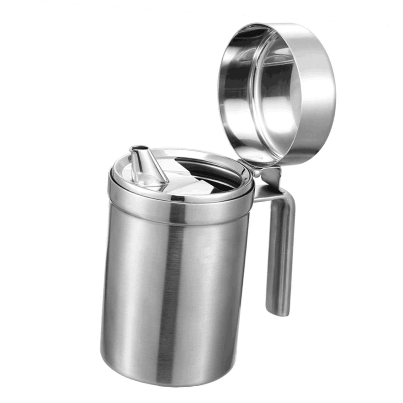 Bouteille D'huile Bec Verseur Anti-goutte de 550ml en Acier Inoxydable 304 Distributeur de Sauce et Pot D'huile Argenté Pratique Cuisine