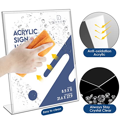 danoni Extra Durable Clear Acrylic Sign Holder - 6Pack 8.5x11'' Flyer Document Brochure Paper Display Holder with Vertical Slant Back for Office Desktop - Plastic Menu Stands for Restaurant Tabletop - Image 4