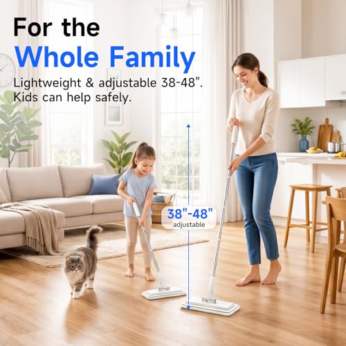 Image of 48 inch Mini Swifter Mop, Hands-Free Quick-Clamp Lazy Mop, Apartments Essential