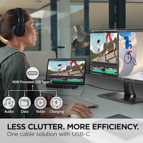 Image of ViewSonic VP2456A 24 Inch 1080p ColorPro Monitor, IPS with 100% sRGB and Pantone Validated for Professional Graphic Design, Advanced Ergonomics, 120Hz, 90W USB-C, HDMI, and DisplayPort Inputs