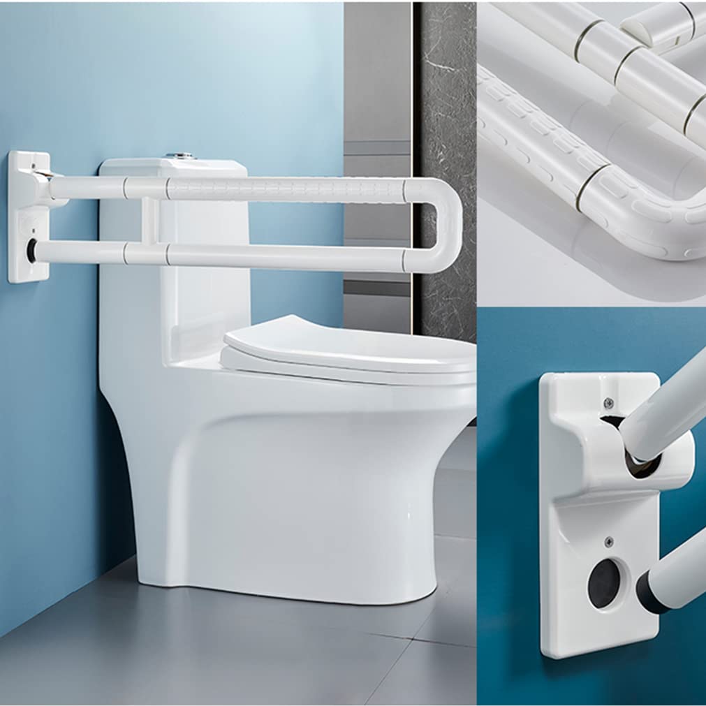 Maniglione ribaltabile sicurezza Antiscivolo Maniglione di Sostegno da Bagno bracciolo pieghevole Maniglia Di Supporto Adatte A Persone Anziane Con Disabilità persone anziane (60cm,Bianco)