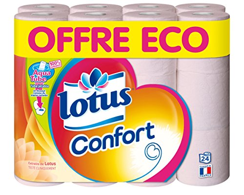 Rouleaux de papier hygiénique Lotus Confort Aquatube pour toilettes familiales