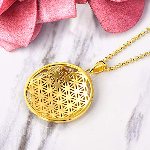JO WISDOM Flower of Life Necklace,925 Sterling Silver Family Coin Pendant Necklace3