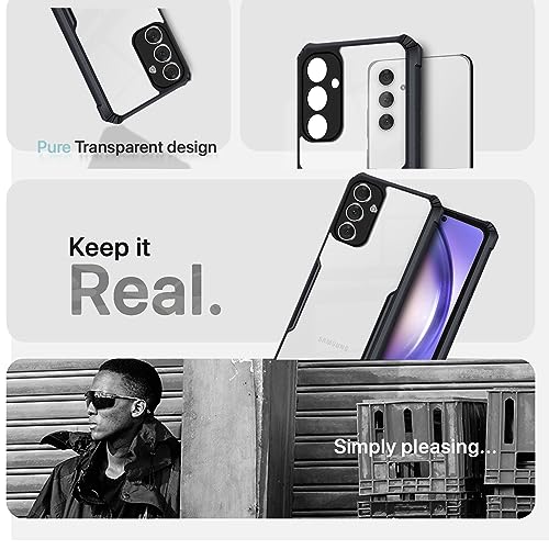 Image of Pikkme Back Cover for Samsung Galaxy A54 5G | Ultra Hybrid Shockproof Case | Full Camera Protection | Raised Edges | Clear Transparent Bumper Case (Black)
