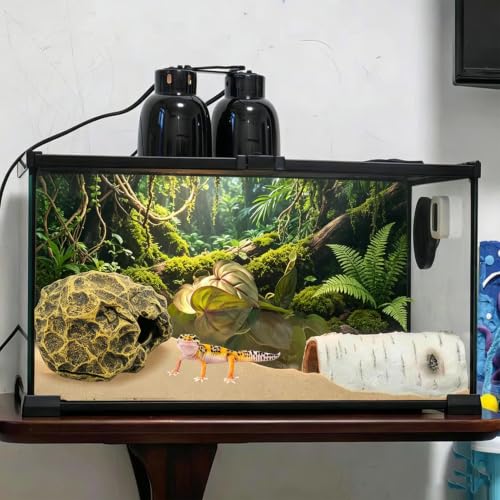 Image of Small Hideout for Reptiles,Reptile Hide Cave Resin Gecko Habitat Decor 2 in 1 Multi-Functional Leopard Gecko Tank Accessories Hideout with Detachable Base as Food Bowl