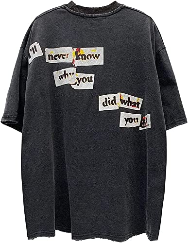 Vamtac Graphic Tees 90s Oversized T Shirts Vintage Distorted Portrait Print Casual Summer Streetwear Top Unisex