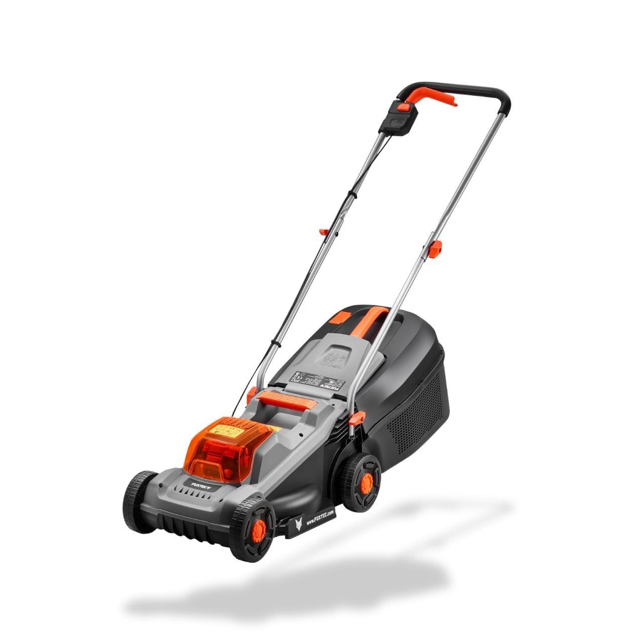 FUXTEC Tondeuse à Gazon sans Fil 20V FX-E1RM20-ECO, livrée sans Batterie ni Chargeur, Jardins Petits à Moyens, Largeur de Coupe 30 cm, bac 30L, Hauteur de Coupe 30-70 mm