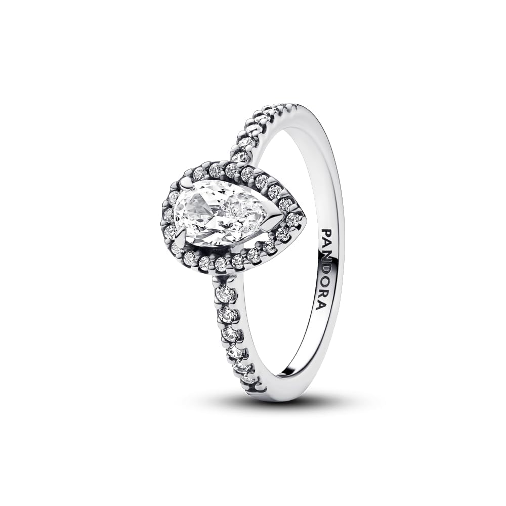 PANDORA Timeless - Anello punto luce goccia, in argento sterling, con zirconia cubica incolore
