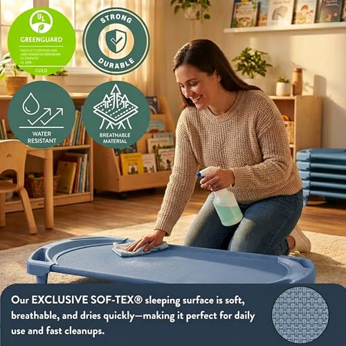 Image of Angeles Sleeping Cot Daycare Essentials, Wedgewood Blue, Toddler, Single
