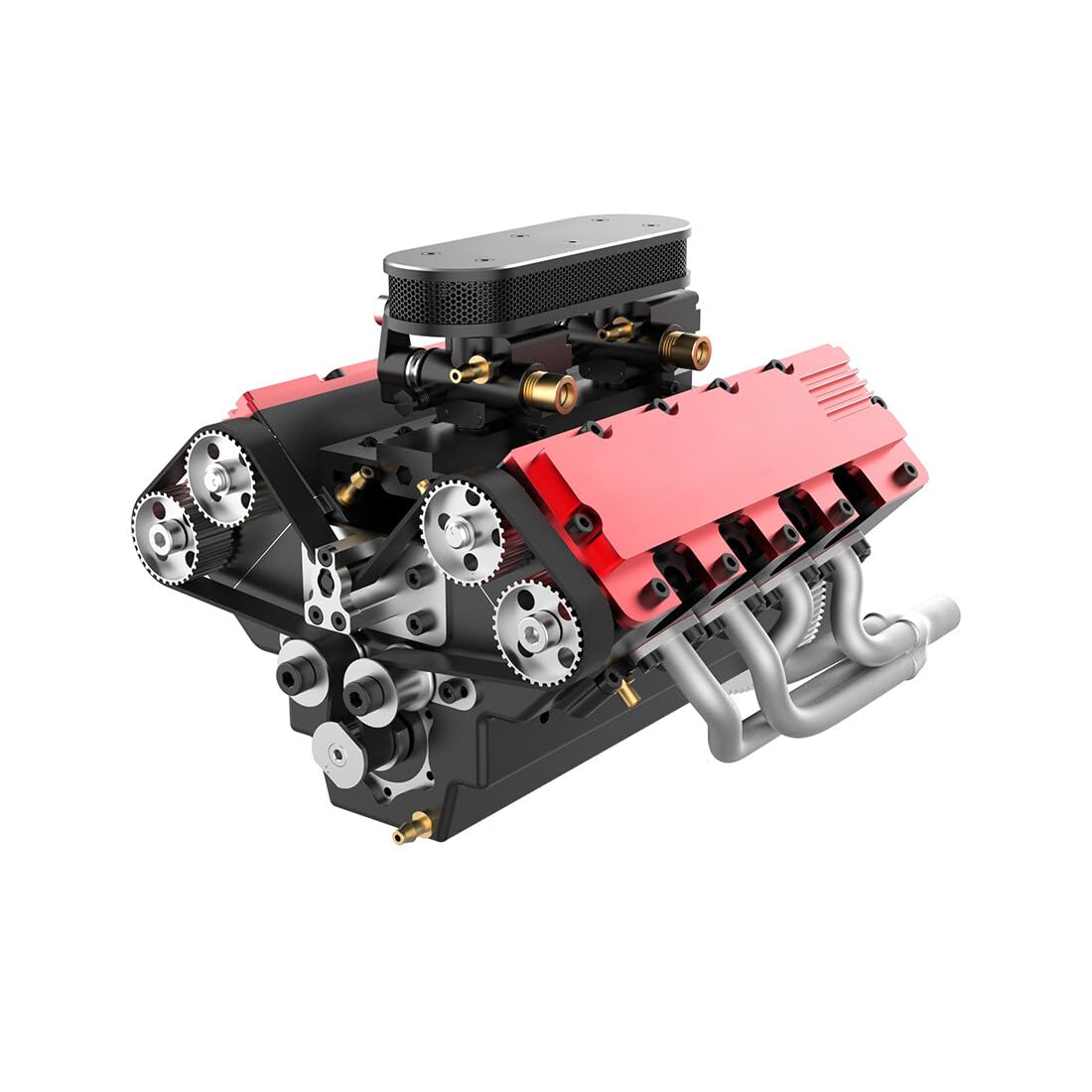 Silnik spalinowy, zestaw do montażu, silnik FS-V800 1/10 "zrób to sam", 8-cylindrowy silnik czterosuwowy, chłodzony wodą, silnik nitro, model dla entuzjastów techniki