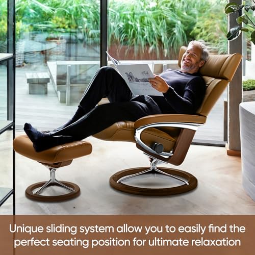 OTDMEL Swivel Recliner with Ottoman Adjustable Back Genuine Leather Ergonomic Lounge Chair w/Footrest for Living Room, Bedroom, Office (Faux Leather, Brown) - Thumbnail 7