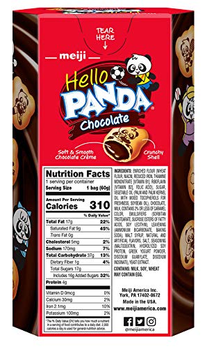 Meiji Hello Panda Cookies, Chocolate Crème Filled - 2.1 Oz, Pack Of 10 - Bite Sized Cookies With Fun Panda Sports #TOP2