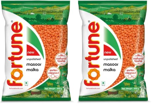 Image of FORTUNE Masoor Malka (Big), 500 Gm, Unpolished And Sortex Cleaned (Pack of 2)