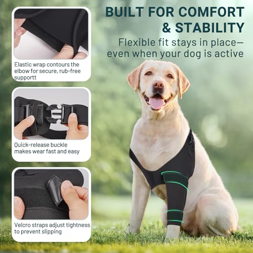 Image of Dog Elbow Protector Brace, Dog Leg Sleeves Anti-Licking for Arthritis, Hygroma, Pressure Sores, and Calluses, Dogs Elbows Pads & Shoulder Brace for Elbow Dysplasia and Injury Recovery, Right M
