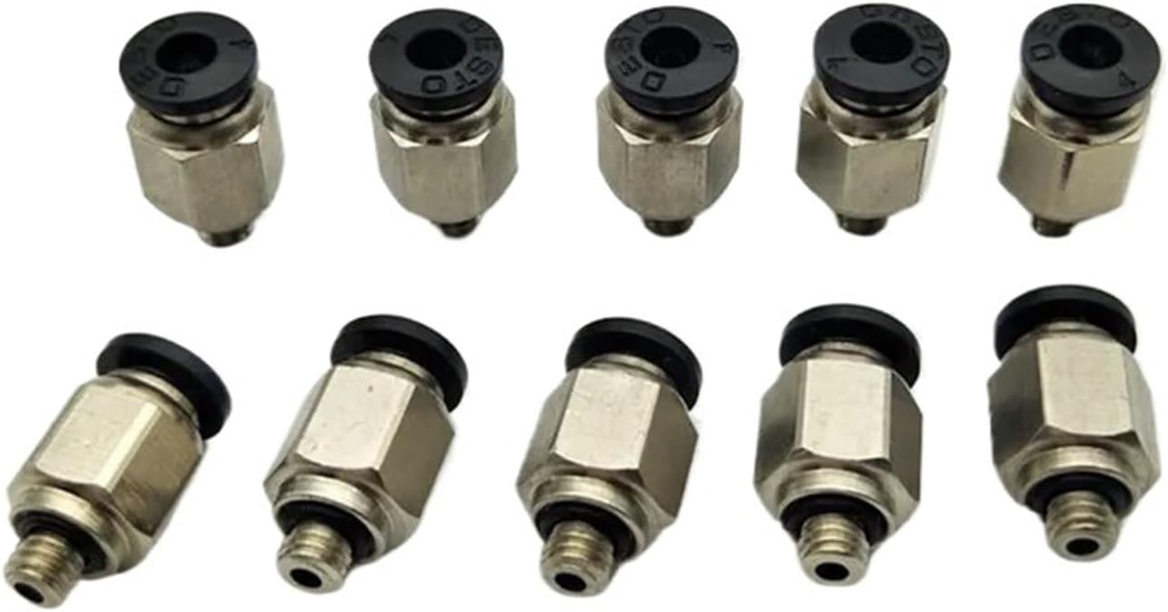 M5 Thread to 4mm Hole Tube Air Pneumatic Push in Quick Fittings Connector Jointer 10 Pcs PC4-M5 Black