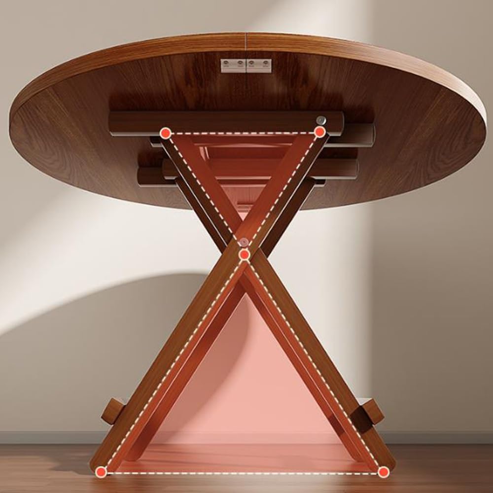 Mesa de comedor portátil plegable redonda de 40 pulgadas para 2 a 4 personas, mesa de cocina extensible de madera de hoja caída, mesa de comedor compacta para apartamento, sala de estar (marrón, 80 cm