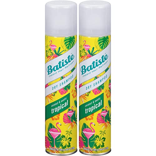 Batiste Dry Shampoo, Tropical Fragrance, Refresh Hair and Absorb Oil Between Washes, Waterless Shampoo for Added Hair Texture and Body, 6.73 OZ Dry Shampoo Bottle pack of 2