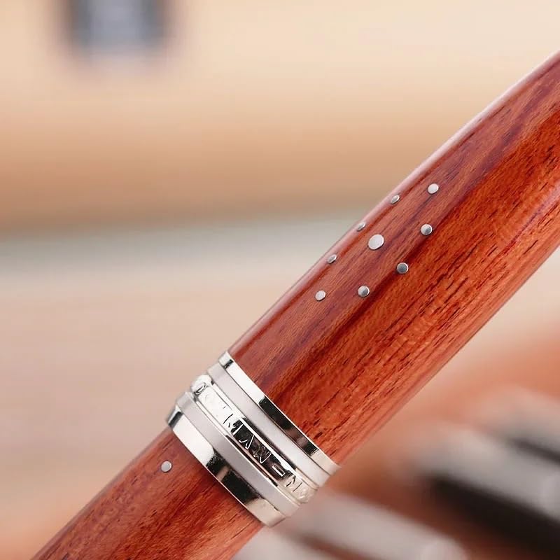 Penna stilografica in legno con rivetto con perla, per ufficio e scuola, cancelleria per scrittura e lavoro, Gfit (palissandro)