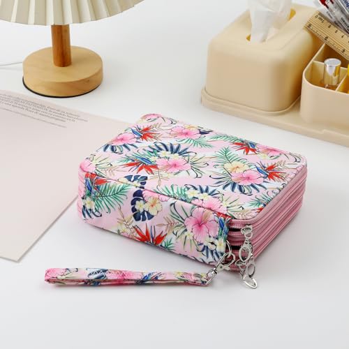 Image of Portable Colored 72 Slots Pencil case Organizer with Printing Pattern for Watercolor Pens, Pencil Case Organizer for Artist