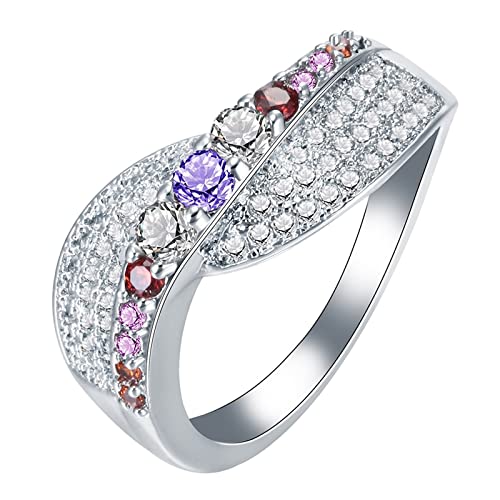 Alliance femme en zircone colorée anti-ternissement de luxe