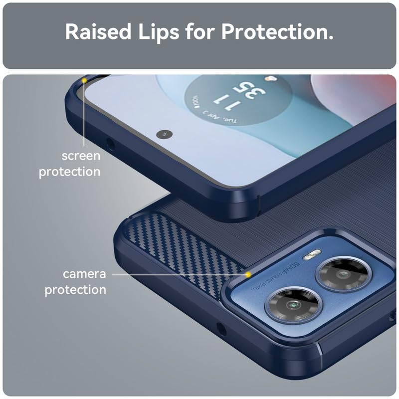 Image of Hybrid Carbon Fiber Back Case for Motorola Moto G34 / G45 5G (Blue)