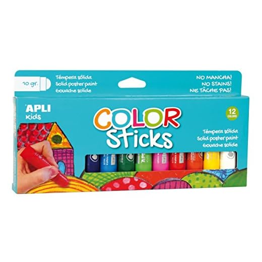 APLI Kids 14228 - Color Sticks Clásicos - Témperas sólidas para niños, 12 u.
