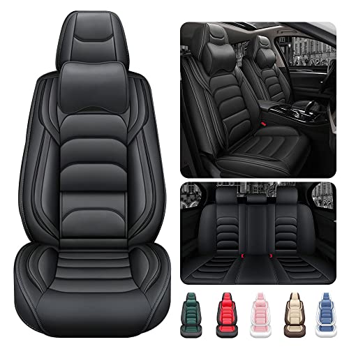 EFEZAC Seat Covers for Ford Focus 2009-2018,Full Set Waterproof Breathable Leather seat Cover,Car Interior Accessories,Full Set 5 Seats(Luxury),Black