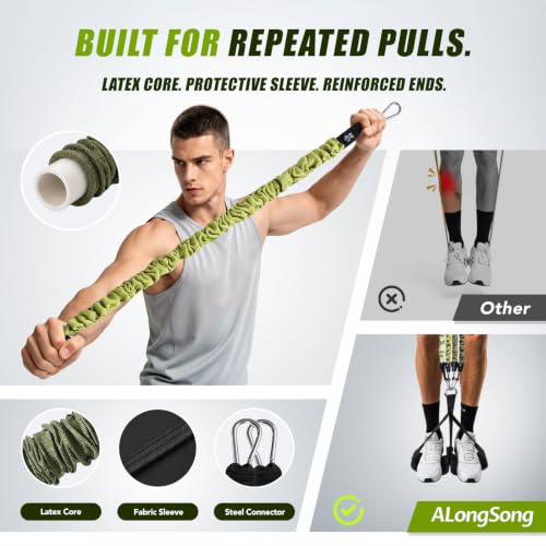 Image of ALongSong Pull Up Assistance Bands with Foot Support Pedal - Upgraded Heavy Duty Resistance Bands Adjustable Weight /Height with Bands&Measured Strap for Strength Training Home Gym