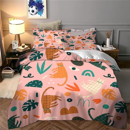 Housse de couette chat 3D 200x200 cm avec parure de lit microfibre - 6