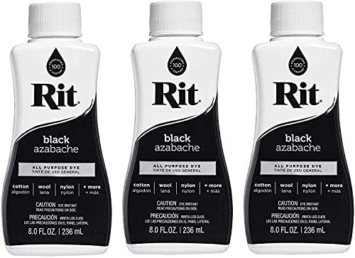 Image of Rit Dye 88150 All Purpose Liquid Dye, Black, 8 Fl Oz (Pack of 3)