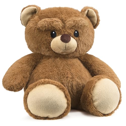 Dreamegg Bouillotte Peluche Ourson, Peluche Bébé Micro-ondes 60-90s pour Soulager la Douleur, Garnissage Billes d’Argile Sans Parfum, Housse Amovible Lavable Machine, Douce avec Certificat d’Adoption