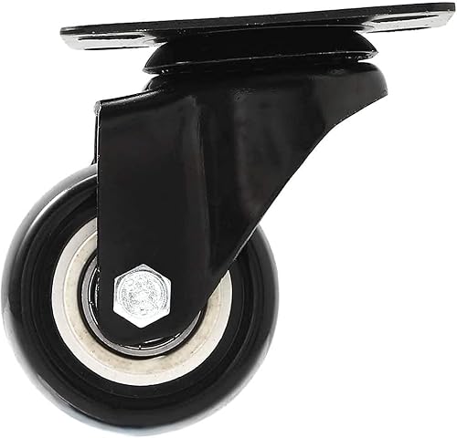 Miniatura 7 de Paquete de 24 ruedas giratorias de 2 pulgadas, base de goma con placa superior y rodamientos resistentes (paquete de 24 sin freno)