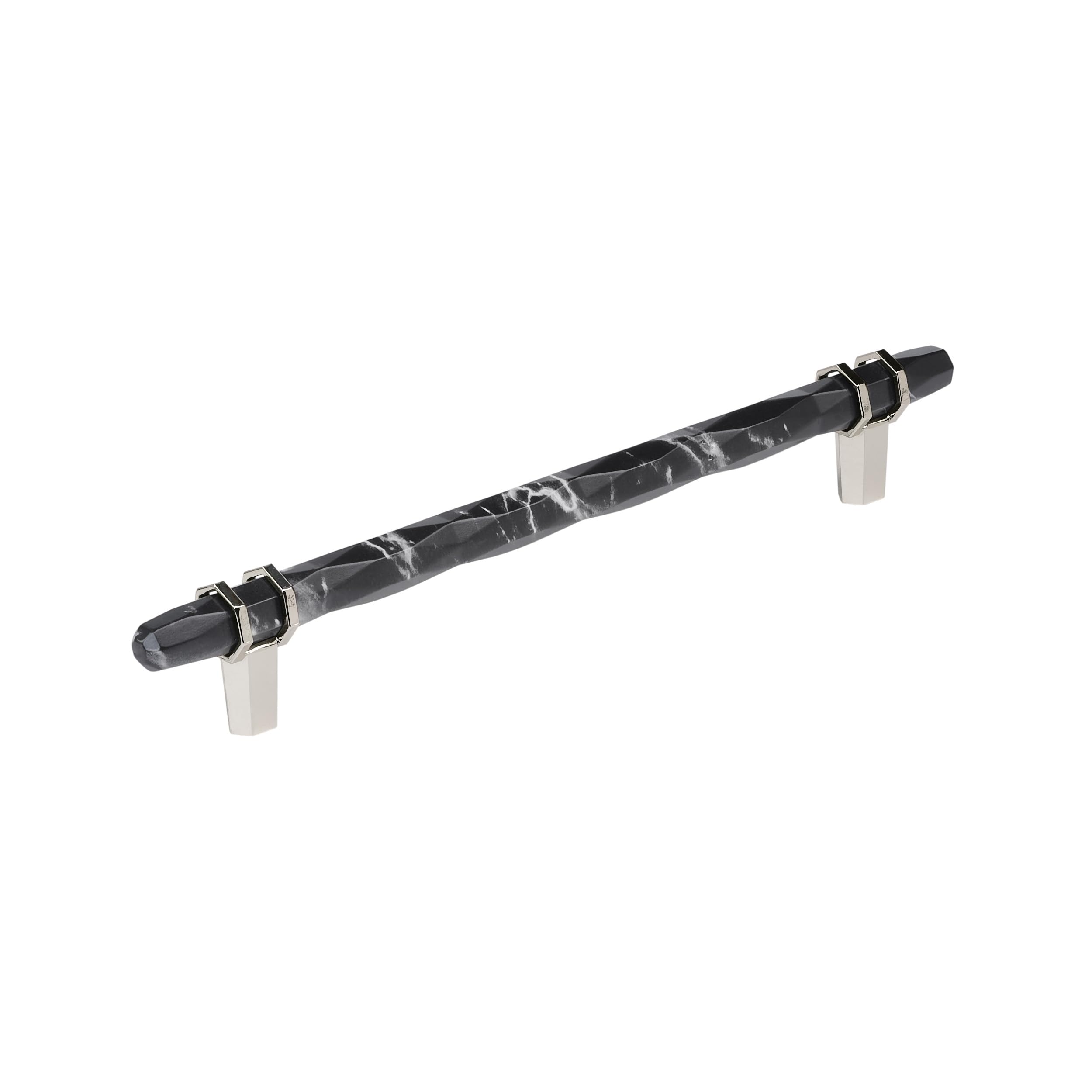Amerock 8" Carrione Marble Black/Polished Nickel Drawer Pull
