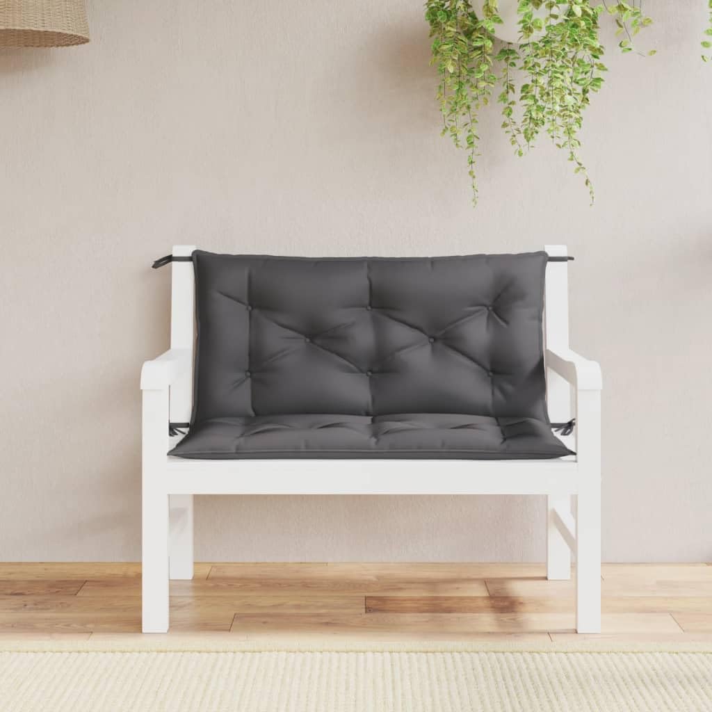 vidaXL Lot de 2 Coussins de Banc de Jardin, Revêtement de Banc avec Jeux de Cordes, Coussin d'Extérieur Imperméable, Anthracite Tissu Oxford