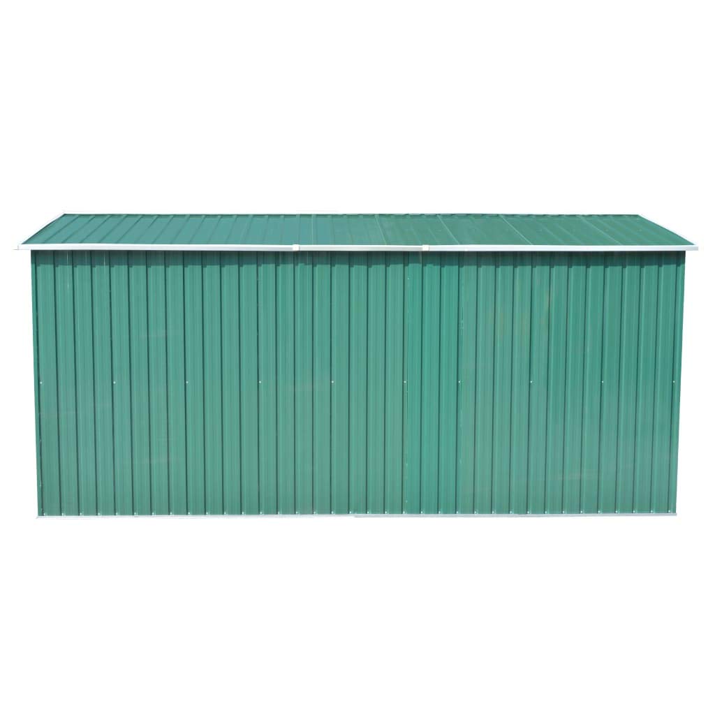 Domek ogrodowy 257x392x181 cm zielony metal, domek ogrodowy, domek do przechowywania ogrodu, domek na narzędzia ogrodowe
