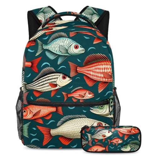 Cartable grande capacité Poissons colorés pour transporter facilement toutes les affaires d'école