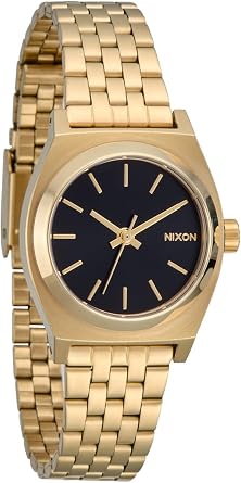 NIXON Small Time Teller A399 - 100m Water Resistant Analog Classic Watch 26mm Watch Face, 12mm-14mm Custom 5 Link Stainless Steel Band