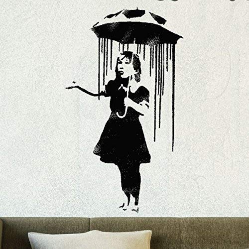 Pochoir Banksy - Nola Ombrelle Rain Fille | Réutilisable Décor Maison & Art Artisanat Peinture Pochoir - semi transparent pochoir, XXXL/ 68X118CM